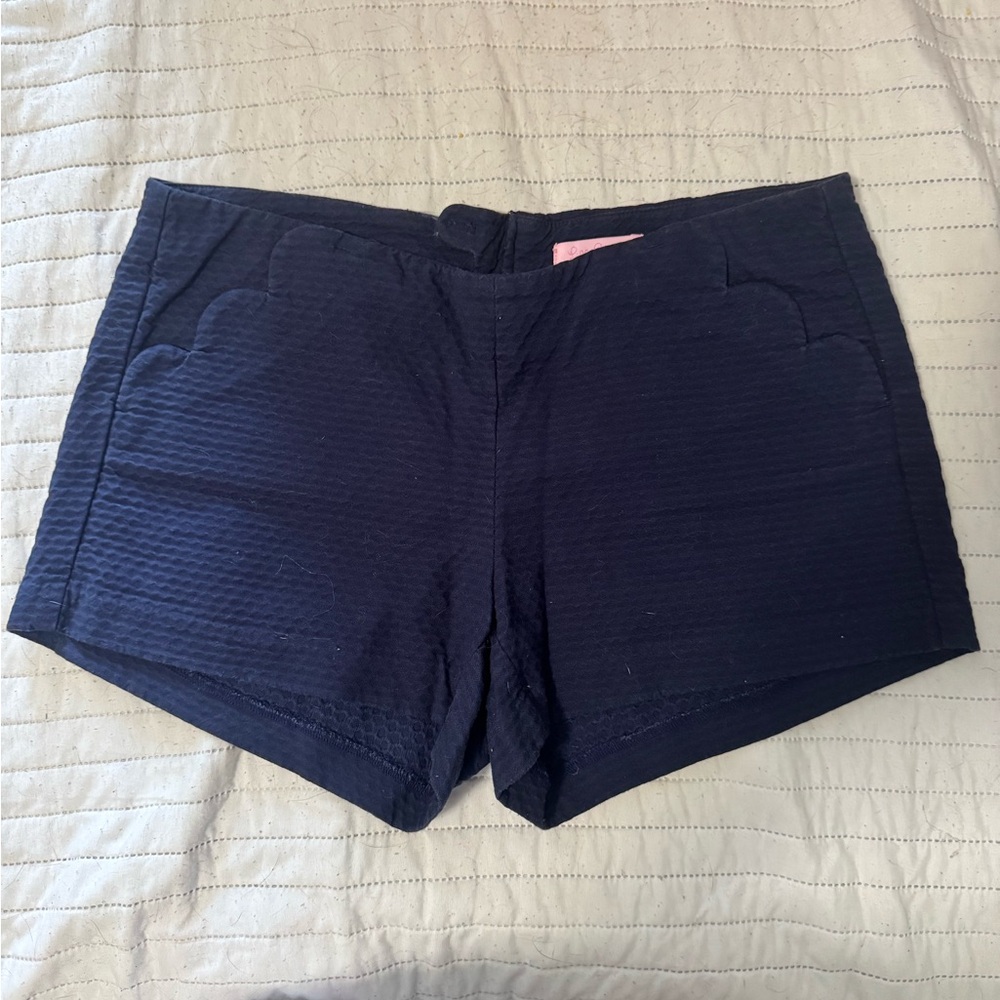 Lilly Pulitzer Navy Scallop-Pocket High Waist Shorts